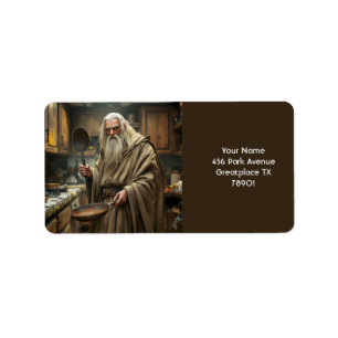 Etiqueta Fantasy Cute Wizard Fría Pan