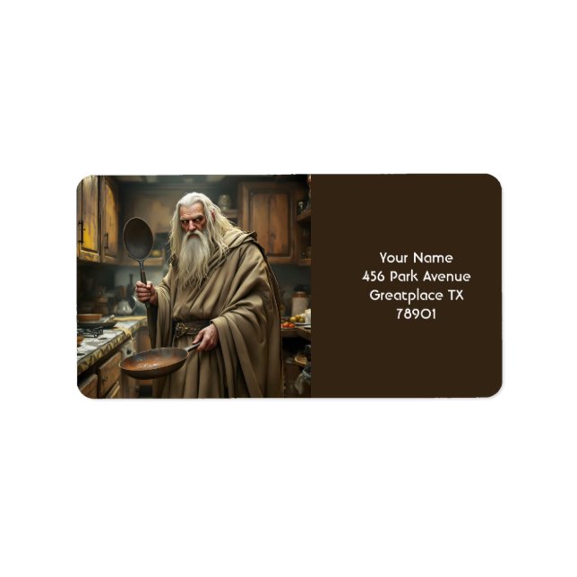 Etiqueta Fantasy Cute Wizard Fría Pan (Frente)