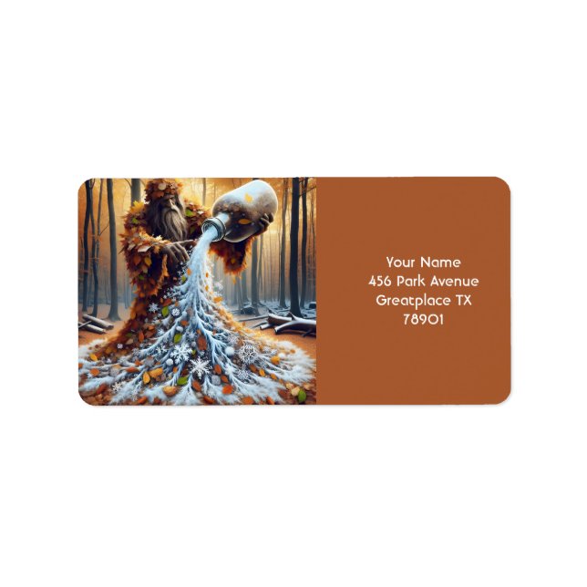 Etiqueta Fantasy Cute Wizard Making Winter (Frente)
