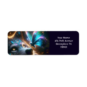Etiqueta Fantasy Cute Wolf Butterfly Space