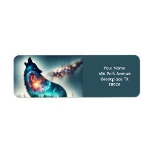 Etiqueta Fantasy Cute Wolf Forest Space