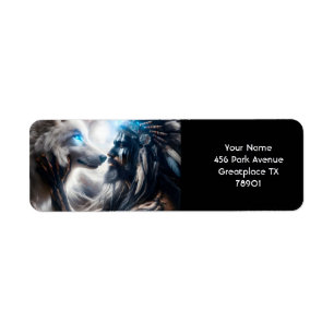 Etiqueta Fantasy Cute Wolf Tribal Man