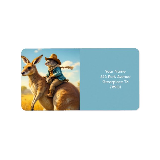 Etiqueta Fantasy Cute Wombat Kangaroo Koala (Frente)
