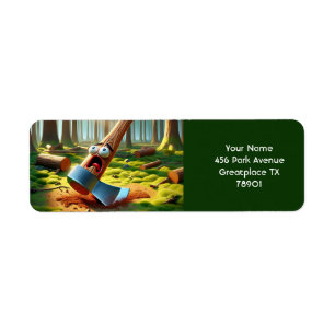 Etiqueta Fantasy Cute Wood Ax Forest