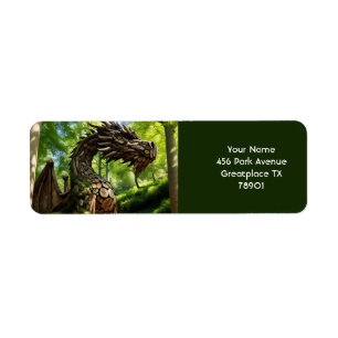Etiqueta Fantasy Cute Woodragon Dragon