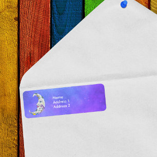 Etiqueta Fantasy Moon Abstract Markings Stars Face Purple