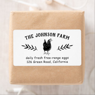 Etiqueta Farm Name Fresh Chicken Eggs Address Label