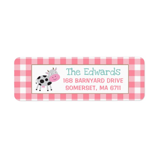 Etiqueta Farm Return Address Labs Farmyard Birday Party (Frente)
