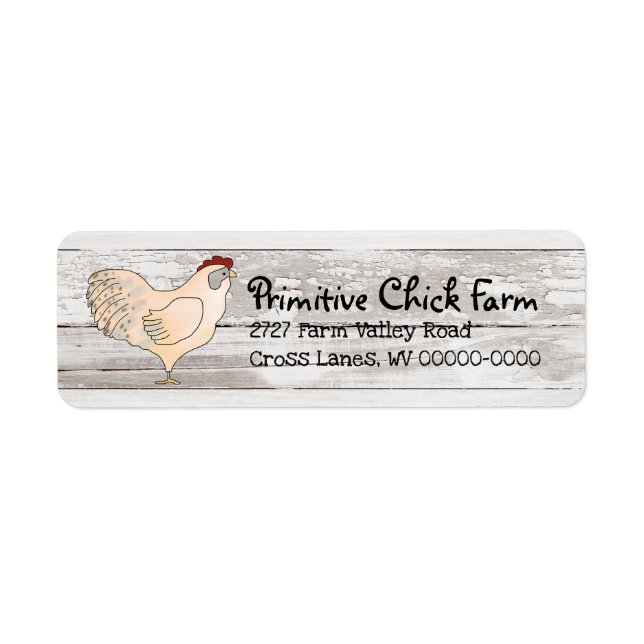 Etiqueta Farmhouse Country Primitive Chicken Wood Label (Frente)