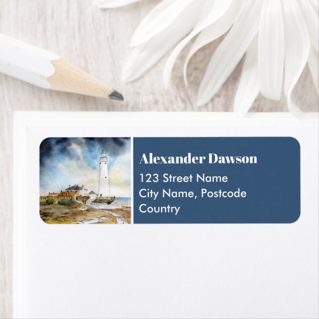 Etiqueta Faro de St Mary Whitley Bay Newcastle upon Tyne (In situ)