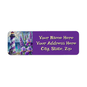 Etiqueta Faro morado con Foxglove e Iris personalizado