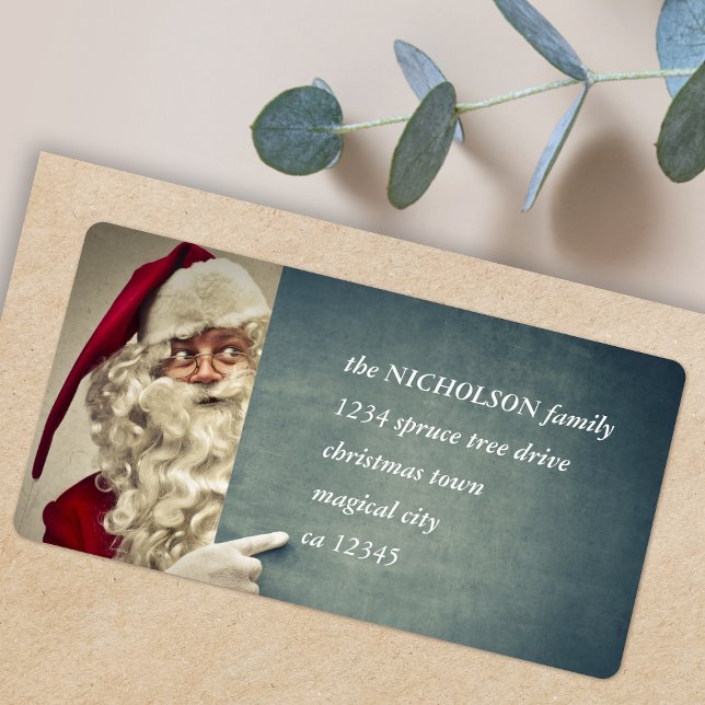 Etiqueta Father Christmas Address Label | Santa Claus Photo (Father Christmas return address labels for Holiday card mailing with retro vintage Santa Claus)