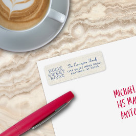 Etiqueta Faux Cross Stitch Home Sweet Home Blue Return