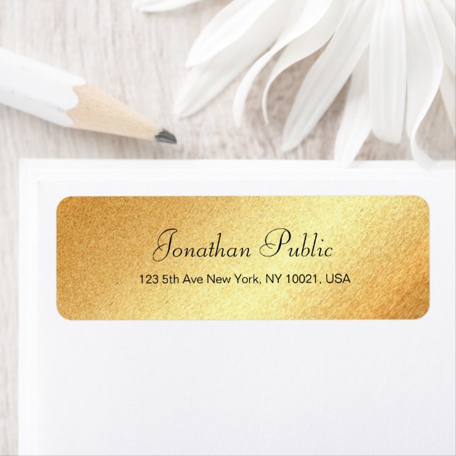 Etiqueta Faux Gold Elegant Modern Hand Script (In situ)