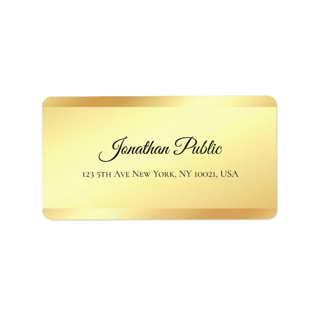 Etiqueta Faux Gold Handwriter Script Name Profesional (Frente)