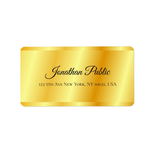 Etiqueta Faux Gold Metallic Look Nombre de guión manuscrito (Frente)