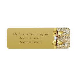 Etiqueta Faux Gold Sequins Gold Bow y Diamond