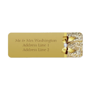 Etiqueta Faux Gold Sequins Gold Bow y Diamond