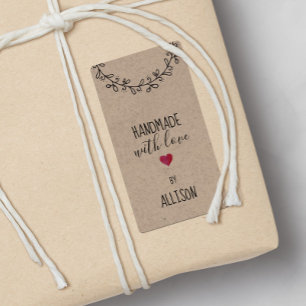 Etiqueta Faux Kraft personalizado mira el corazón de amor h