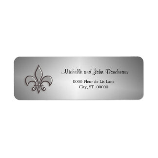 Etiqueta Faux Metalizado Silver Fleur de Lis