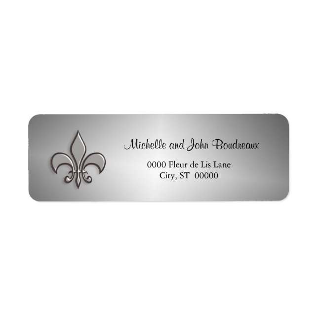 Etiqueta Faux Metalizado Silver Fleur de Lis (Frente)