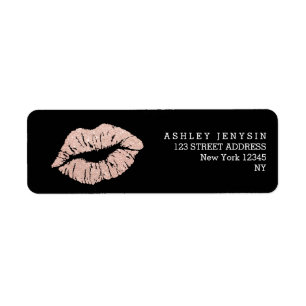 Etiqueta Faux rosa purpurina de oro labios maquillaje de be