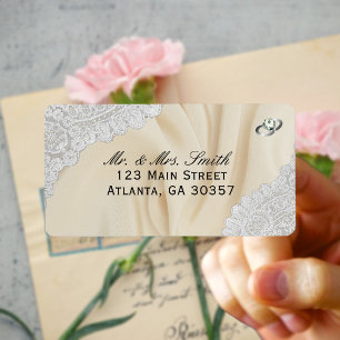 Etiqueta Faux Satin Y Lace Boda