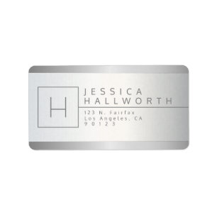 Etiqueta Faux Silver & Grey Monogrammed Return Address