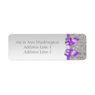 Etiqueta Faux Silver Secuencia Lavender Bow y Diamond