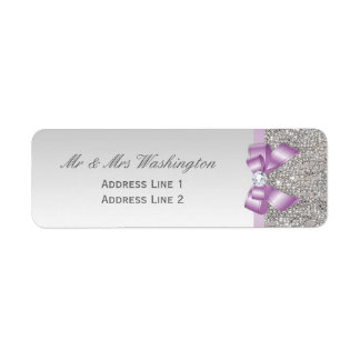 Etiqueta Faux Silver Secuencia Lilac Bow y Diamond