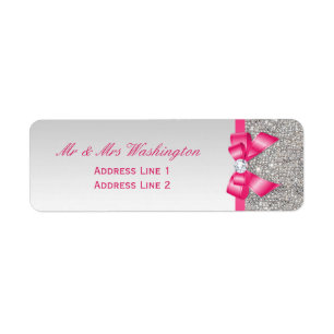 Etiqueta Faux Silver Secuencias de bujo rosado caliente y d