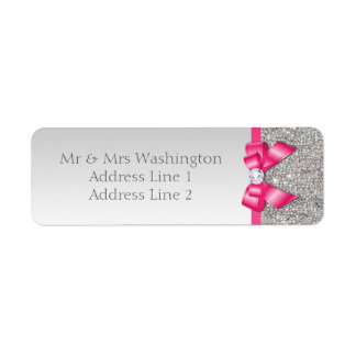 Etiqueta Faux Silver Secuencias de bujo rosado caliente y d