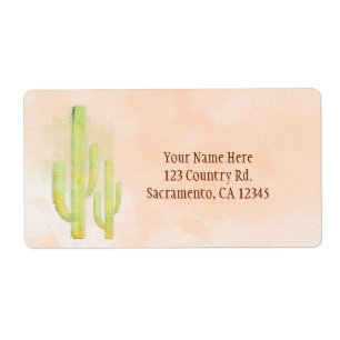 Etiqueta Favor de Cactus de Acuarela Simple del Suroeste