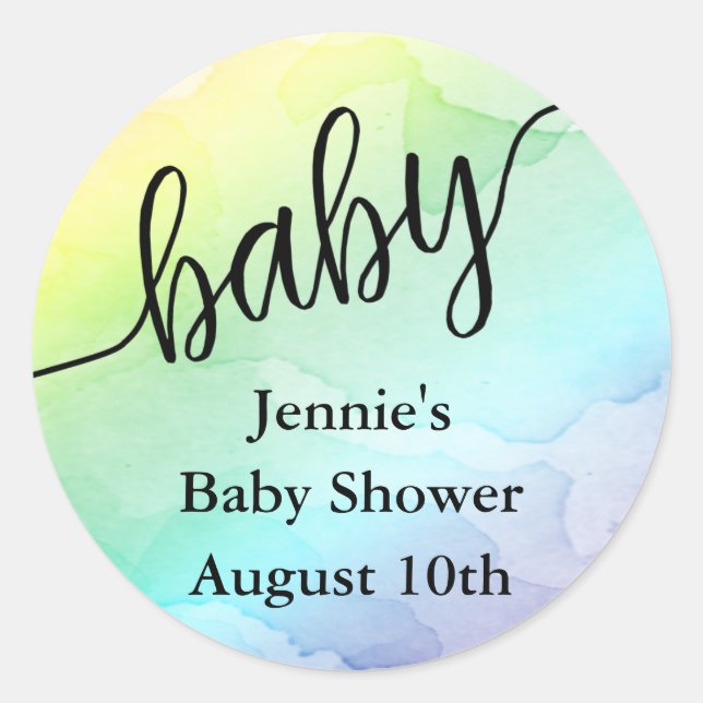 Etiqueta favorita de Baby Shower en arco iris (Anverso)