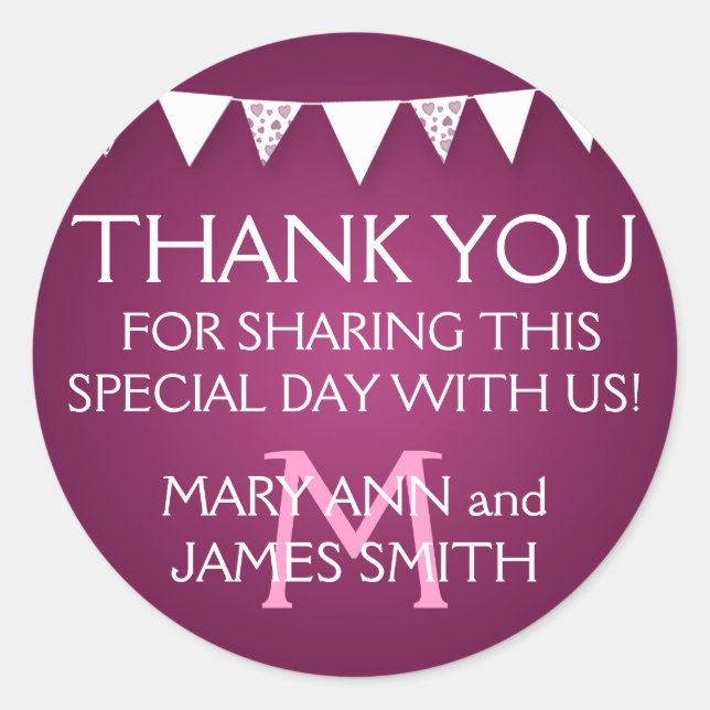 Etiqueta favorita de boda Amor Bunting Monograma R (Anverso)