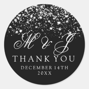 Etiqueta favorita de boda Glam de media noche plat