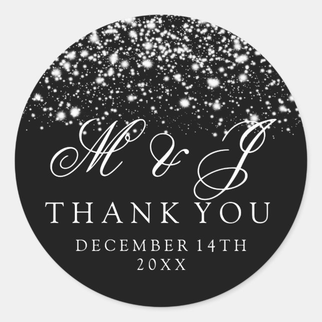 Etiqueta favorita de boda Glam de media noche plat (Anverso)