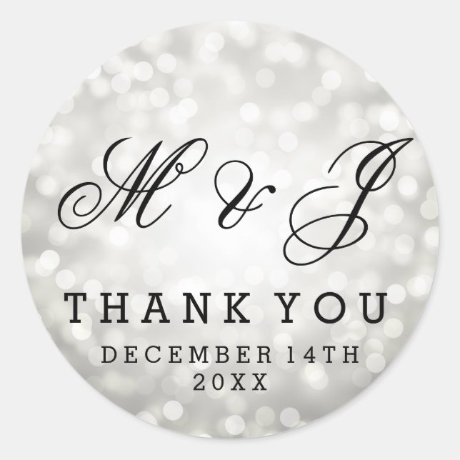 Etiqueta favorita de boda Luces Purpurinas platead (Anverso)