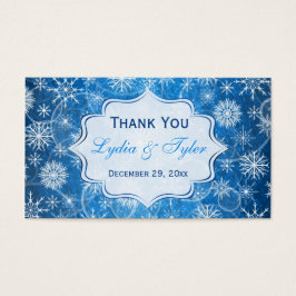 Etiqueta favorita de bodas de nieve azul y blanca