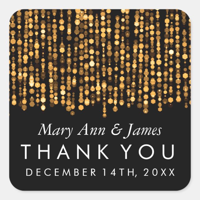 Etiqueta favorita de bodas Luces de oro modernas (Anverso)