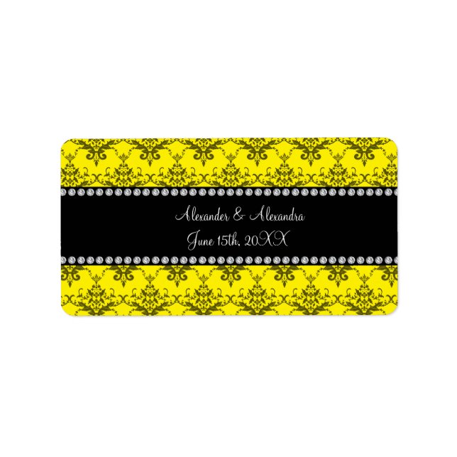 Etiqueta Favoritos de boda Amarillo damasco (Frente)