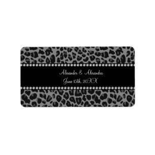 Etiqueta Favoritos de boda de leopardo gris