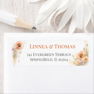 Etiqueta Favoritos de boda editorial elegante amapola suave
