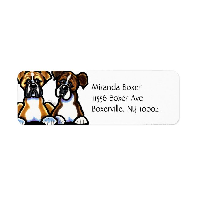 Etiqueta Fawn y Brindle Boxer Simple (Frente)