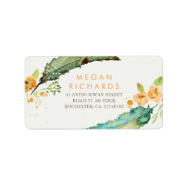 Etiqueta Feathers Bohemian Romántico Boda Verde azulado