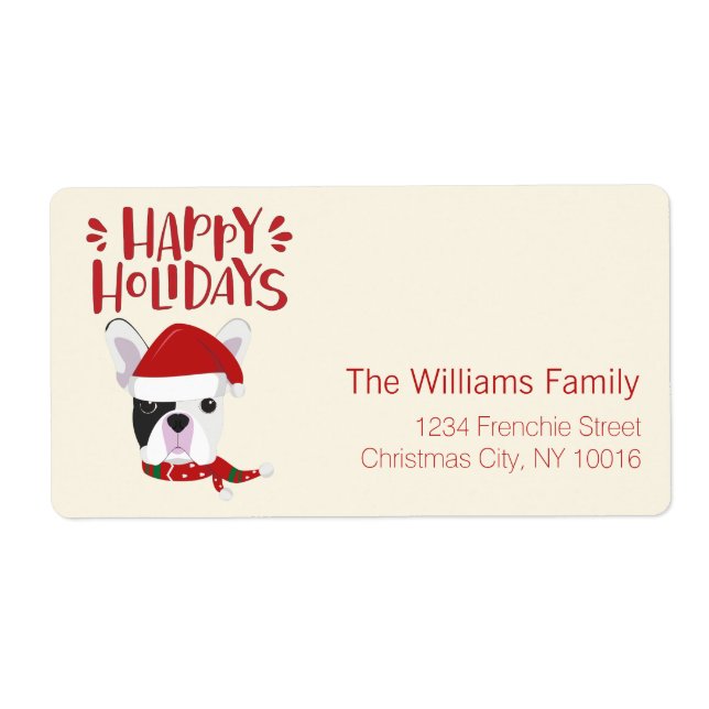 Etiqueta Felices fiestas - Agradables Navidades de Bulldog  (Frente)