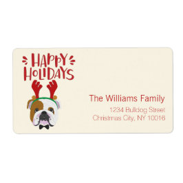 Etiqueta Felices fiestas - Bulldog inglés lindo - Navidades
