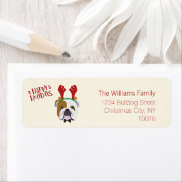 Etiqueta Felices fiestas - Bulldog inglés lindo - Navidades