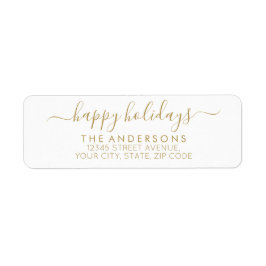 Etiqueta Felices Fiestas Feliz Navidad Elegante Guión Dorad