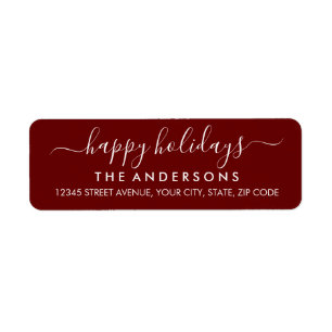 Etiqueta Felices Fiestas Feliz Navidad Sencillo Script Red